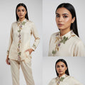 Verda Vine Ivory Embroidered Co-Ord Set - Ivory