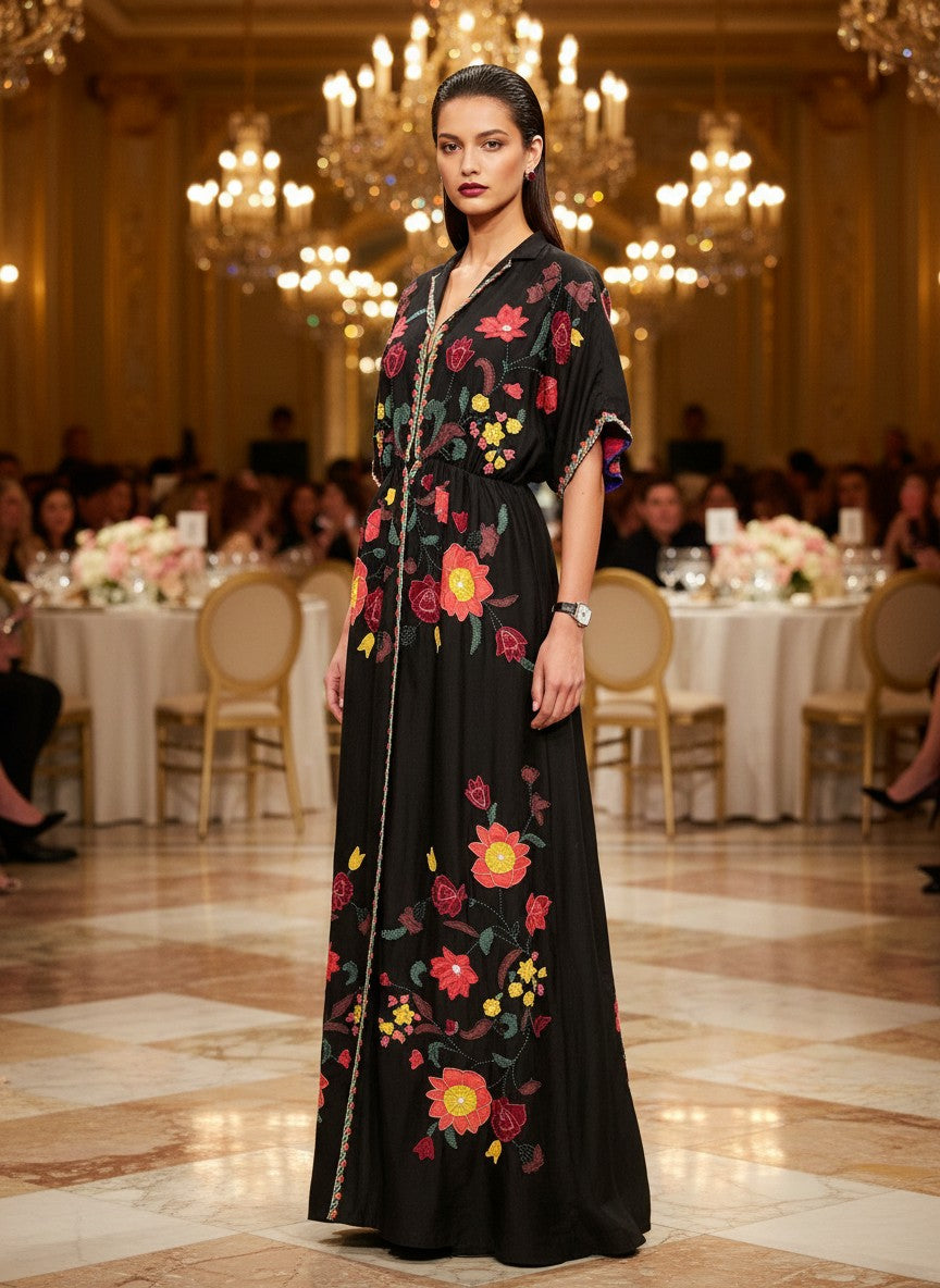 Eden Noir Black Embroidered Designer Wear - Black