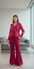 Elara Premium Chinon Embroidered Blazer Co-Ord Set