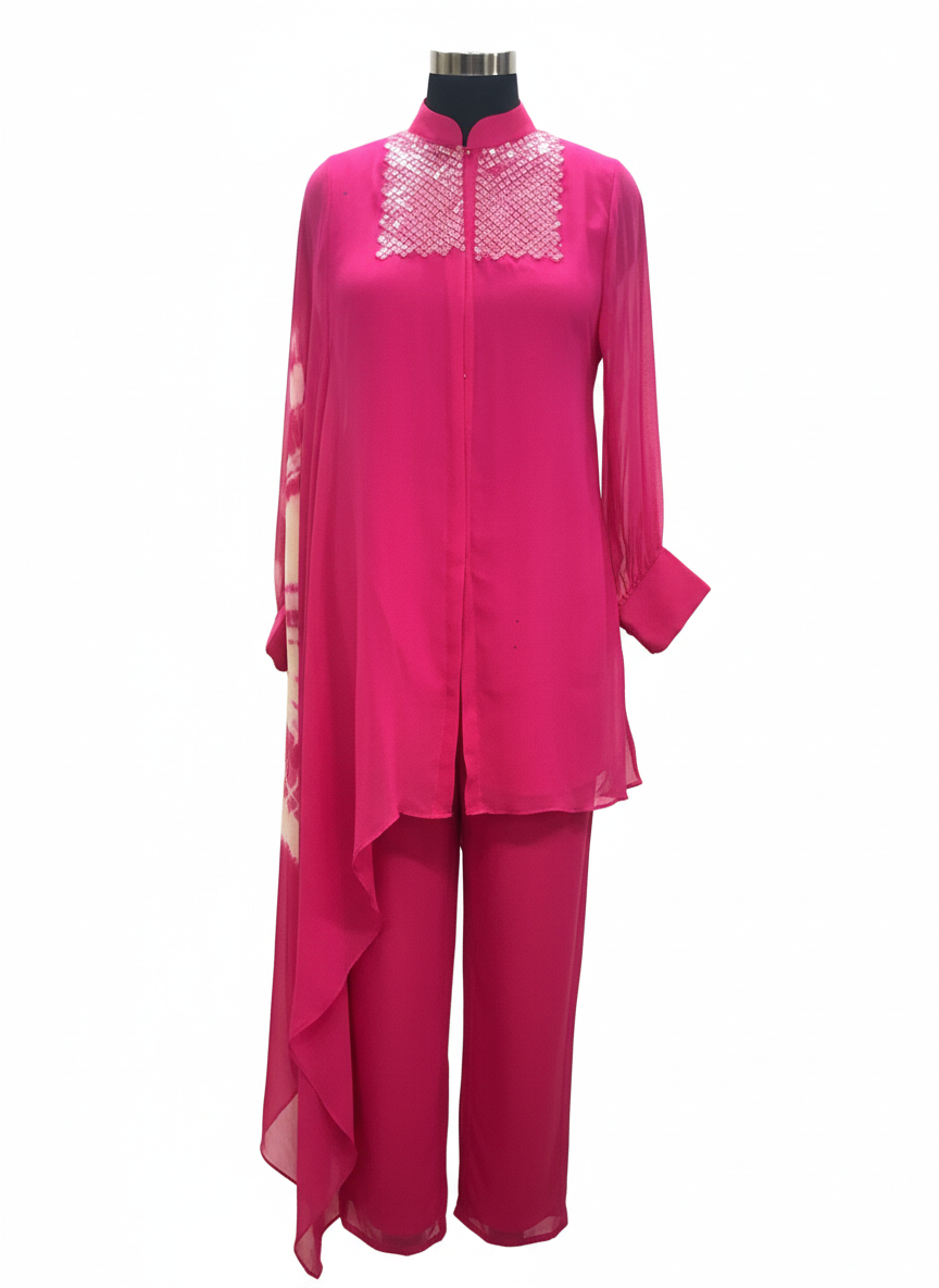 Flowy Pure Georgette Indo-Western Co-Ord Set