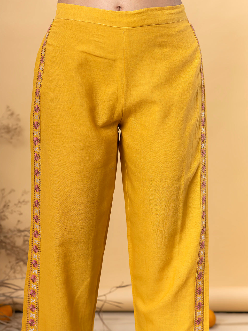 Yellow Marigold Embroidered Co-Ord Set | Flex Cotton Co-ords