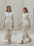 Blush Pink Floral Embroidered Cotton Co-Ord Set