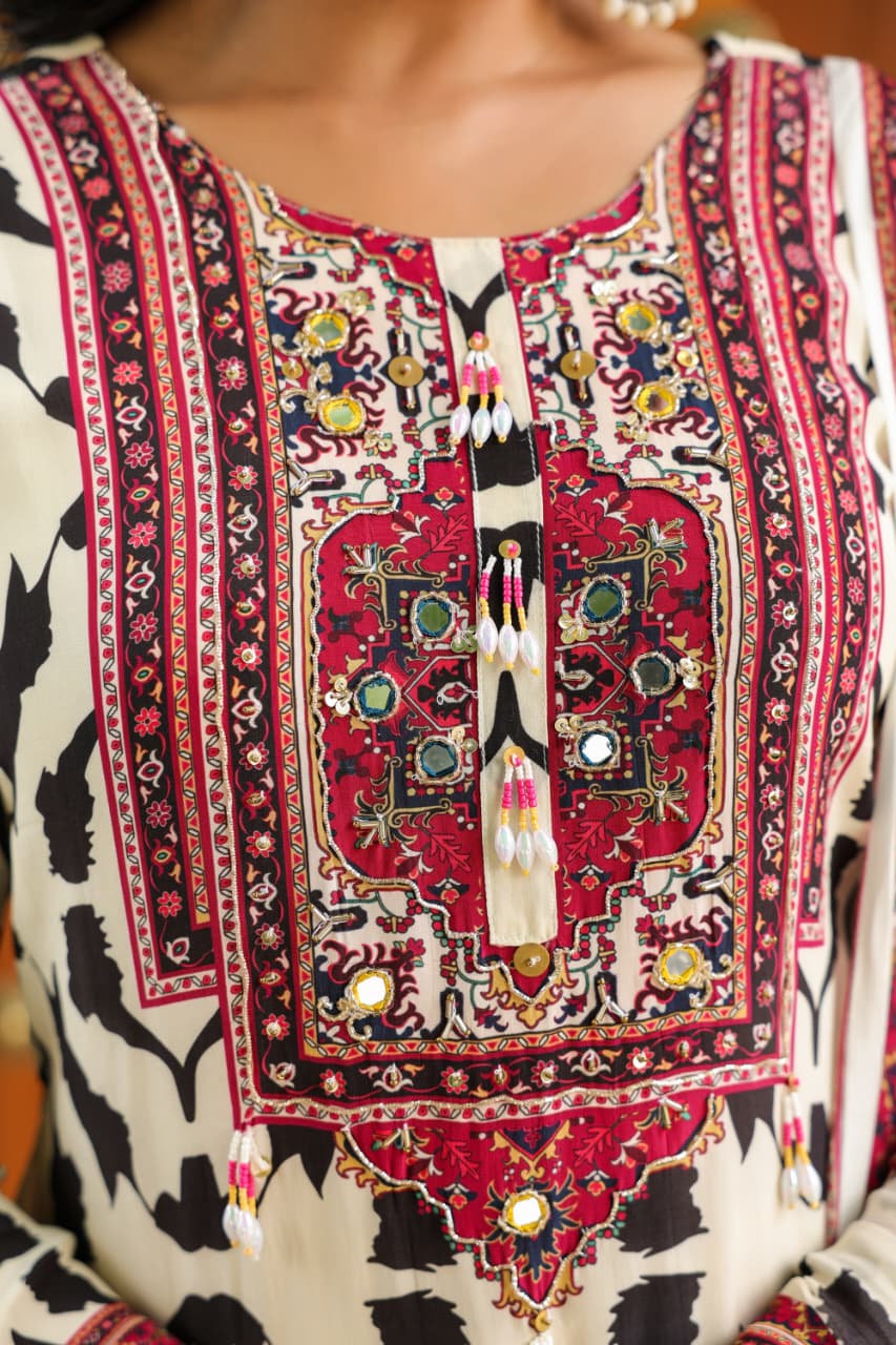 Pure Crepe Animal Print Kurta Set
