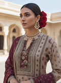 Pure Crepe Elegance  Printed 3-Piece Suit