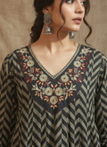 Midnight Chevron Embroidered Cotton 3-Piece Suit