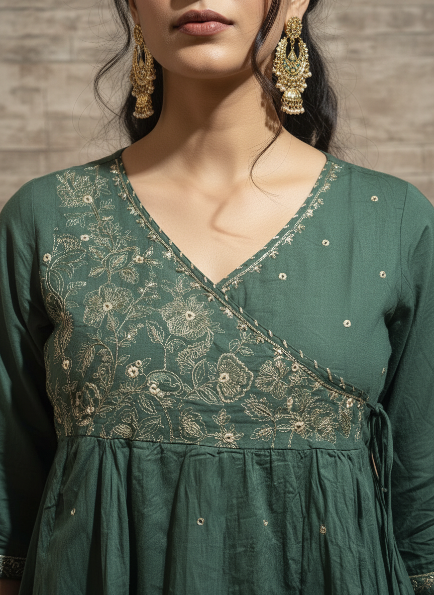 Emerald Noor Embroidered 3-Piece Cotton Suit Set