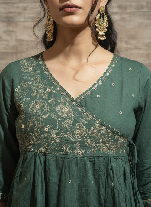 Emerald Noor Embroidered 3-Piece Cotton Suit Set