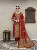 Crimson Red Zarafshan Embroidered Suit Set