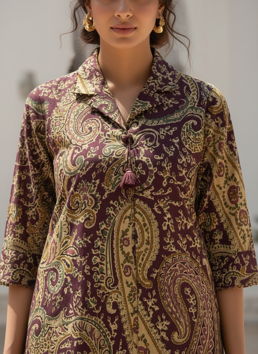Vintage Wine Paisley Cotton Co-Ord Set