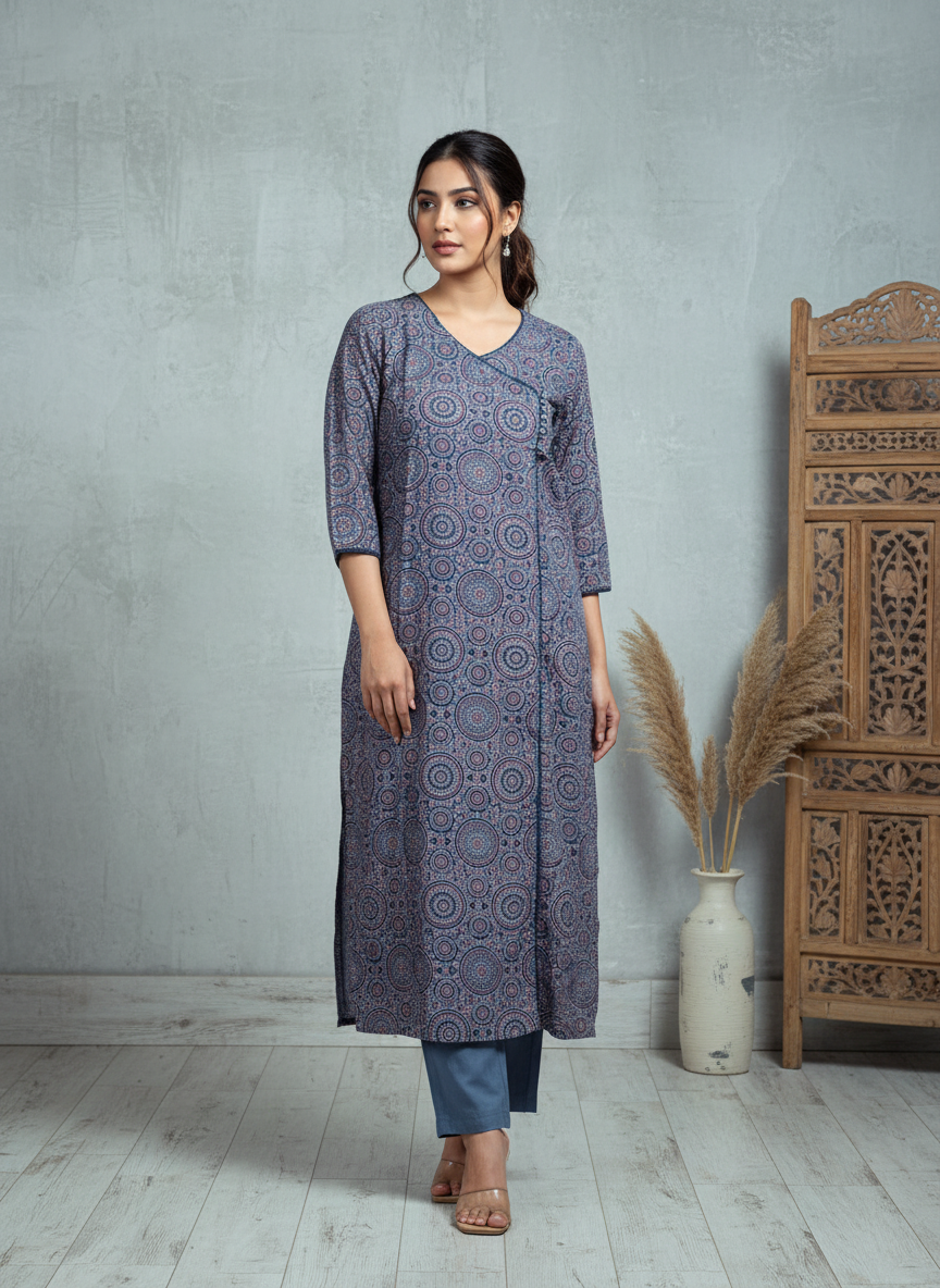 Ajrakh Angrakha Pure Cotton Kurti