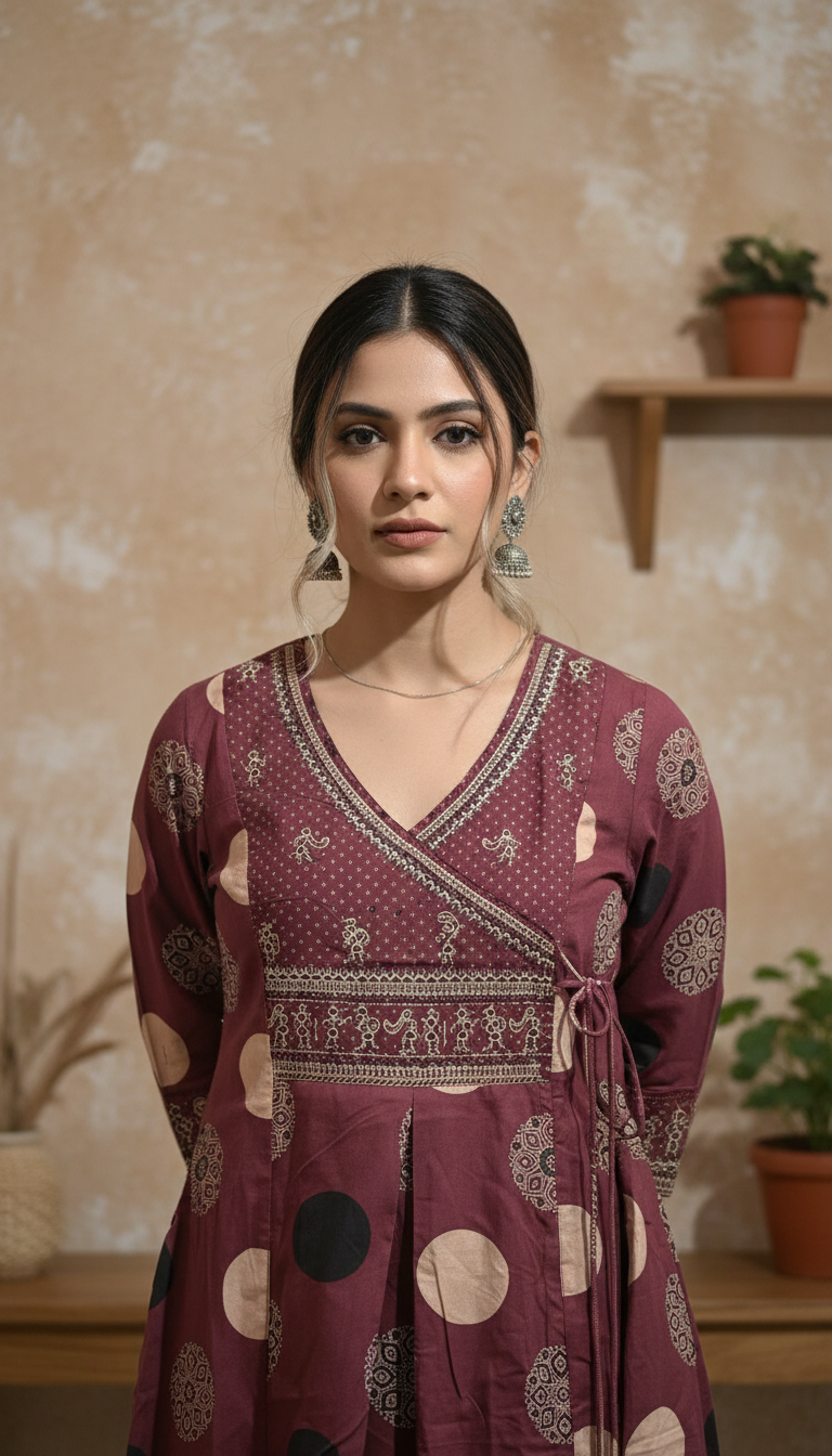 Ivory Rose Printed A-Line Cotton Kurta Set