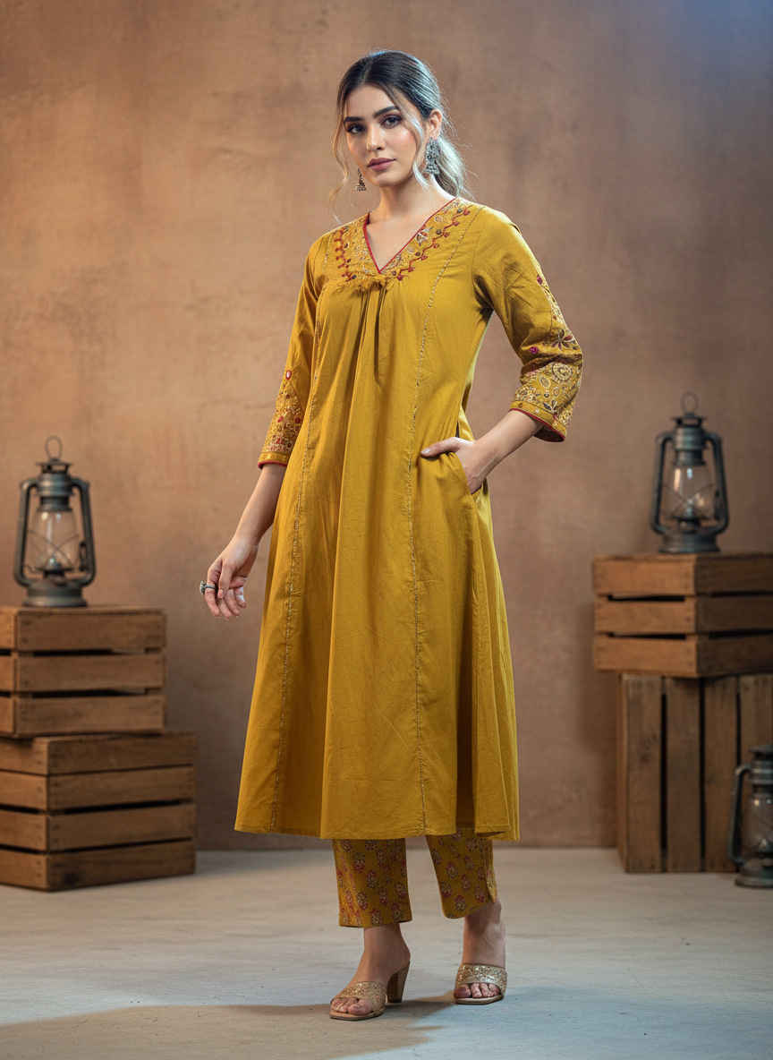 Surajmukhi Handcrafted Cotton 3-Piece Suit Set
