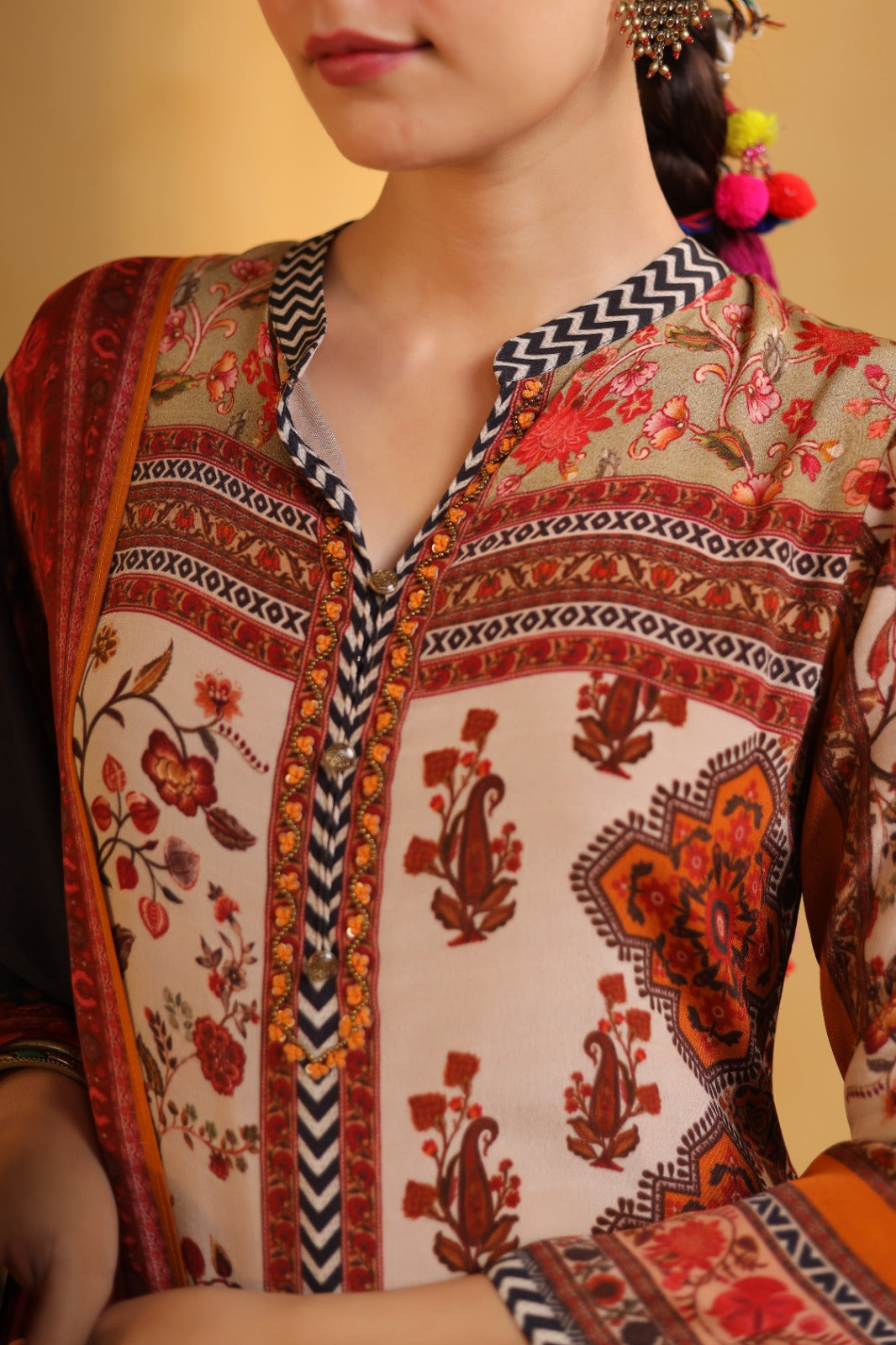 Premium Crepe Noor-e-Phulkari Designer Suit Set