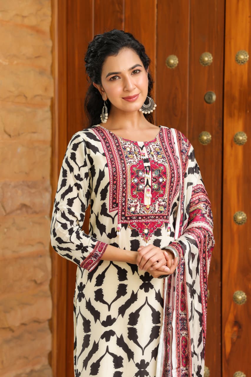 Pure Crepe Animal Print Kurta Set
