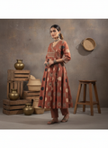 Terracotta Rust Desert Dots Wrap-Style Anarkali Suit Set