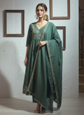 Emerald Noor Embroidered 3-Piece Cotton Suit Set