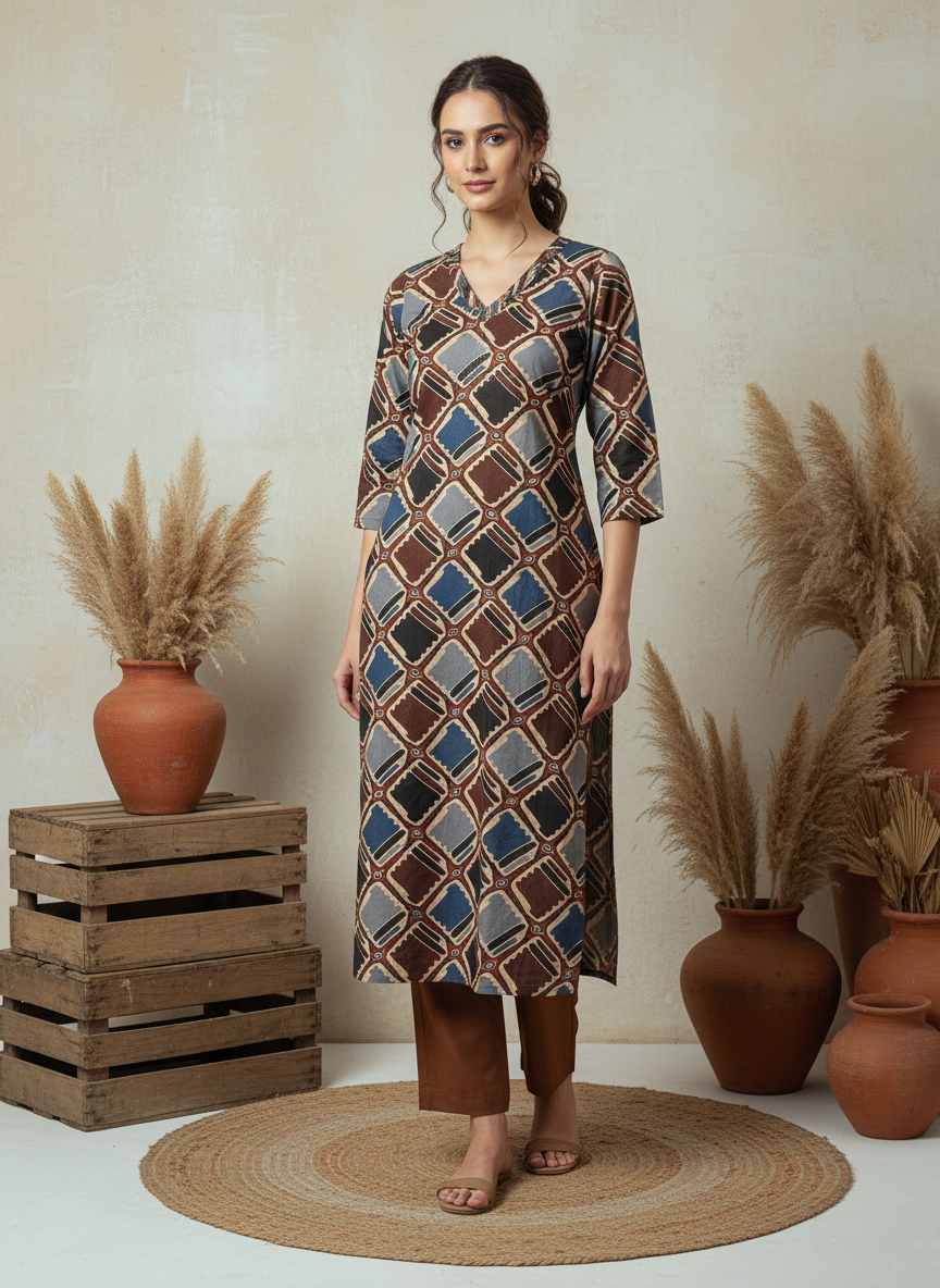 Brown Indie Pure Cotton Kurti