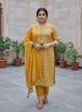 Yellow Bandhani Plus Size Cotton Kurta Set