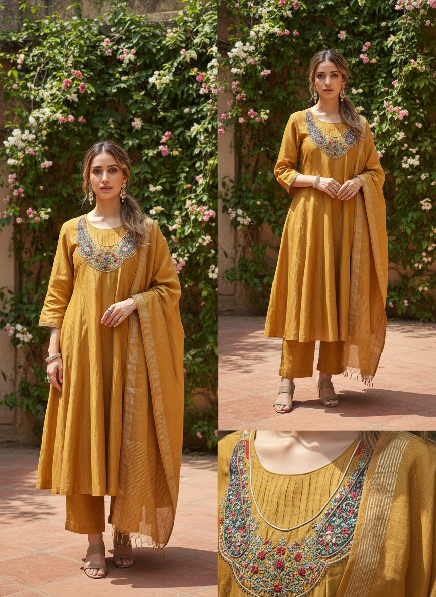 Sunehri Noor Mul Chanderi Silk Suit Set