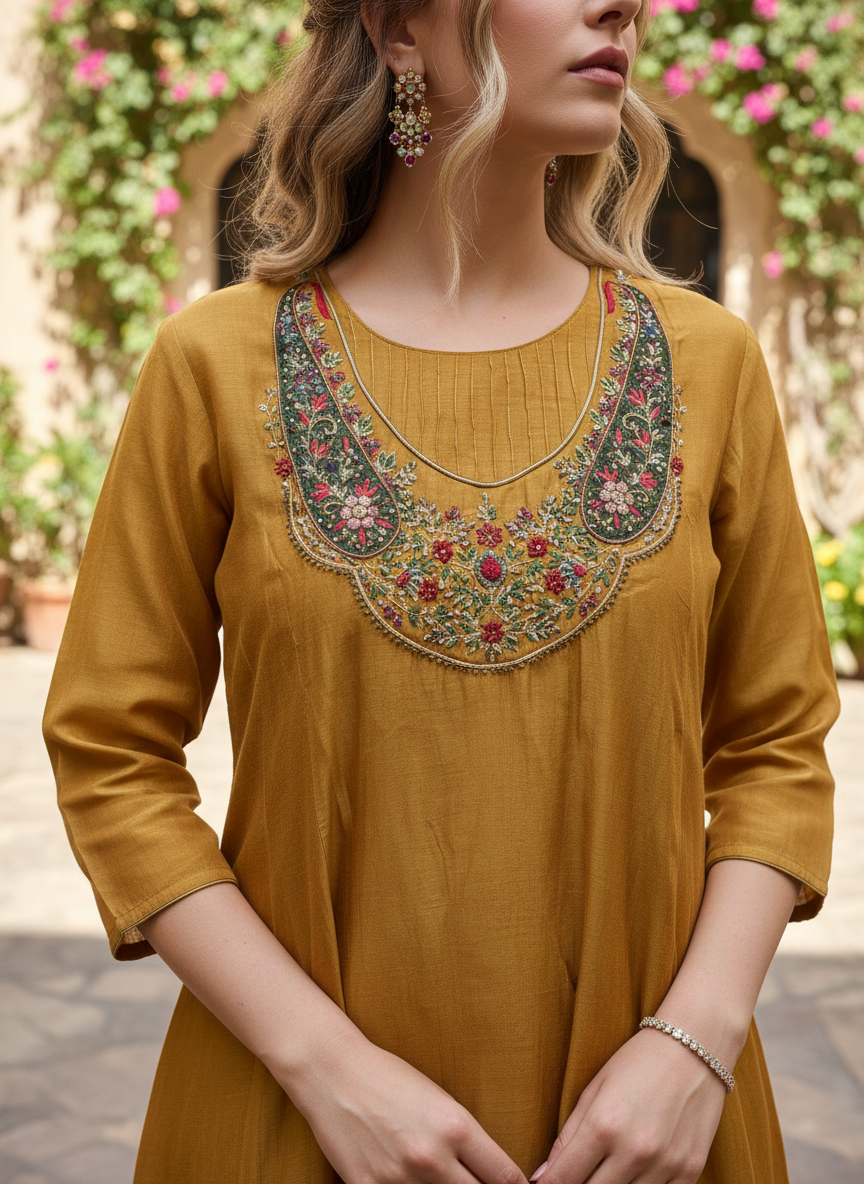 Sunehri Noor Mul Chanderi Silk Suit Set
