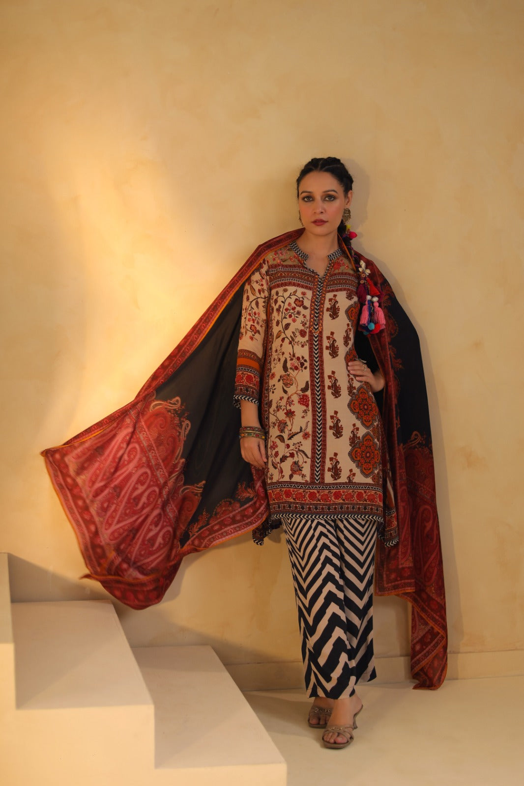 Premium Crepe Noor-e-Phulkari Designer Suit Set