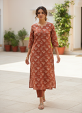 Brick Red Pure Cotton Kurti