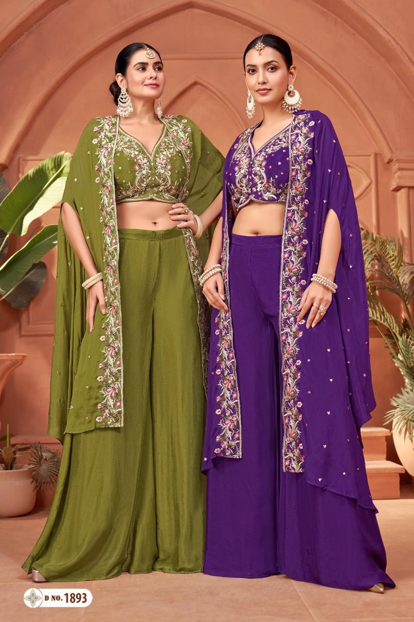Embroidered Palazzo Cape Indo-Western 3 Pc Set
