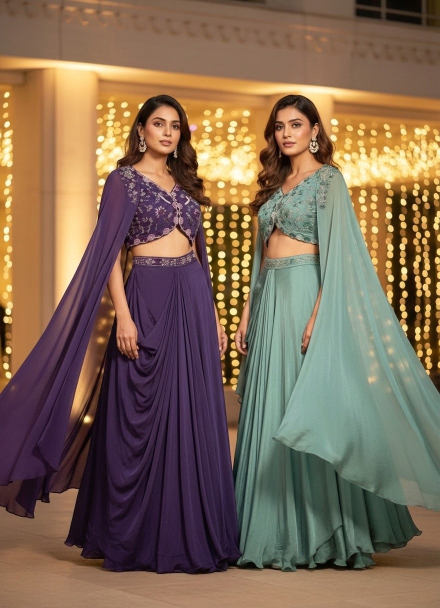 Pure Chinon Cape & Drape Skirt Set
